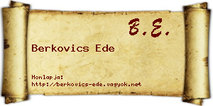 Berkovics Ede névjegykártya